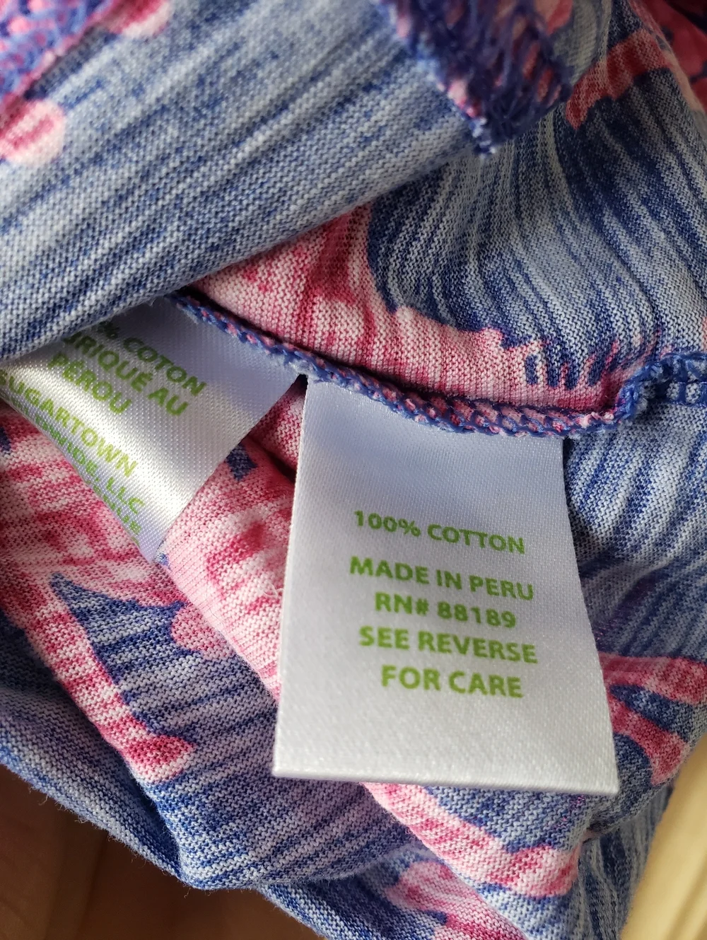 Lilly Pulitzer 100% Cotton Blue & Pink V-Neck Sleeveless Tank - Picture 3 of 4